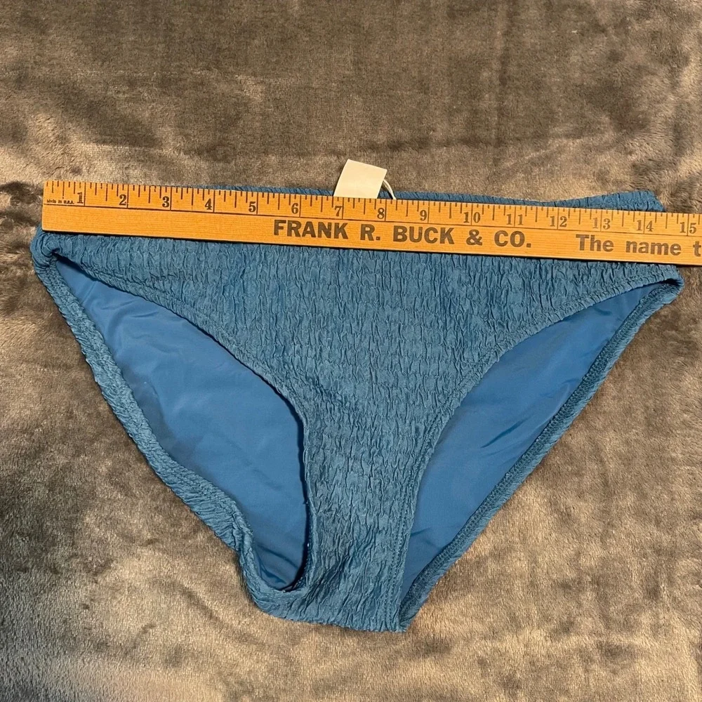 Andie Swim Bikini Bottom Textured Swimsuit Blue Teal Beach Vacation‎ Pool NWOT